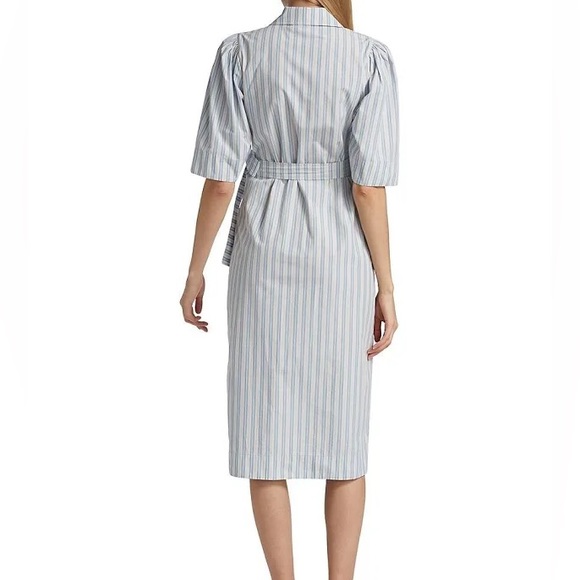 GANNI Striped belted organic cotton-poplin wrap midi dress size EU 32, US 2 - Picture 5 of 11